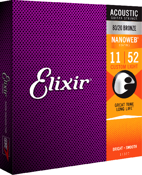 Elixir 11-52 Acoustic Custom Light 80/20 Bronze Nanoweb