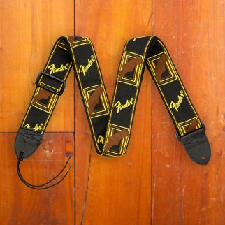 Fender 2" Monogrammed Strap, Black/Yellow/Brown