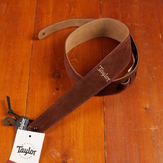 Taylor Guitar Strap, Chocolate, Embroidered Suede, 2.5"