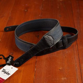 Taylor Blue Denim Strap, Navy Leather Edges 2,5"