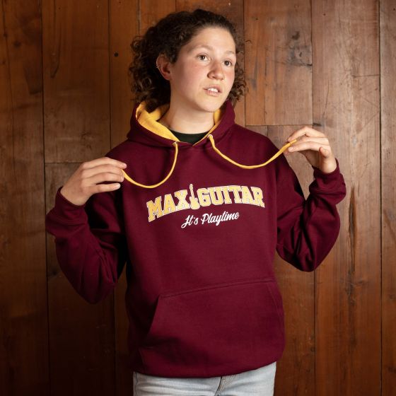 Max Guitar Varsity Hoodie, Bordeaux, Size XL