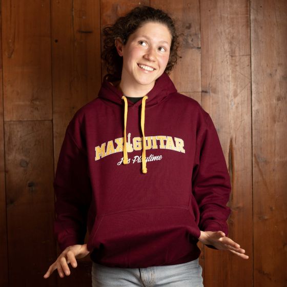 Max Guitar Varsity Hoodie, Bordeaux, Size M