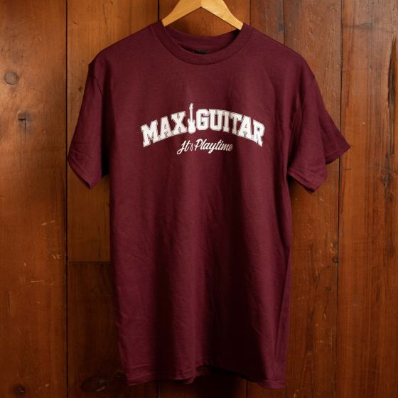 Max Guitar Varsity T-shirt, Bordeaux, Size M
