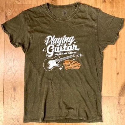 Max Guitar "Playing Guitar Happy" Shirt, Olive, XL