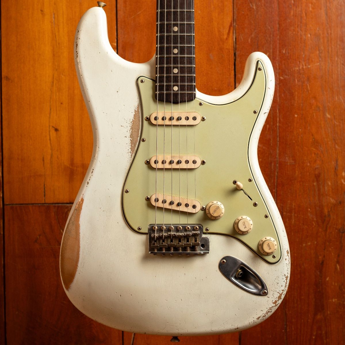 ★OlympicWhite Relic LaquerStratocaster★ Fender CS 1959 Stratocaster Relic Olympic White - Masterbuilt Andy