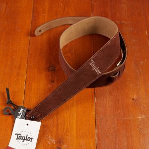 Taylor Guitar Strap, Chocolate, Embroidered Suede, 2.5"