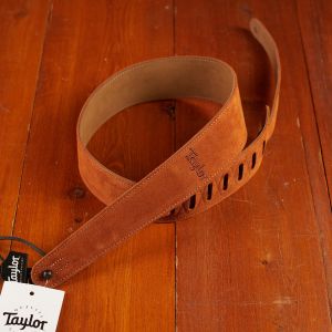 Taylor Guitar Strap, Honey, Embroidered Suede, 2.5"