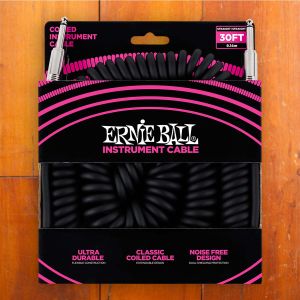 Ernie Ball Coiled Instrument Cable - 9m/30ft - Straight/Straight - Black