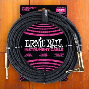 Ernie Ball Instrument Cable - 5.5m - Straight/Angled - Braided Black