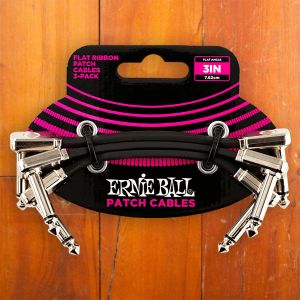 Ernie Ball Flat Ribbon Patch Cable - 7.5cm - 3-Pack - Black