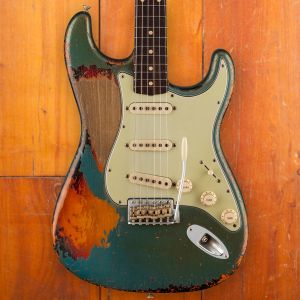 Fender CS 1963 Strat, Aged Lake Placid Blue over 3-Color Sunburst, Masterbuilt Dale Wilson, Heavy Relic